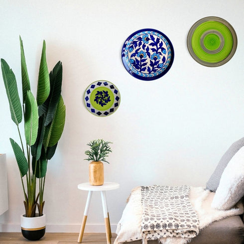 Wall Plate Decor - Gallery Wall Decor - Spiral Green Home Decor - Console Wall Decor - Home Office Decor - Wall Plate Set - Buy Online India - Free Delivery